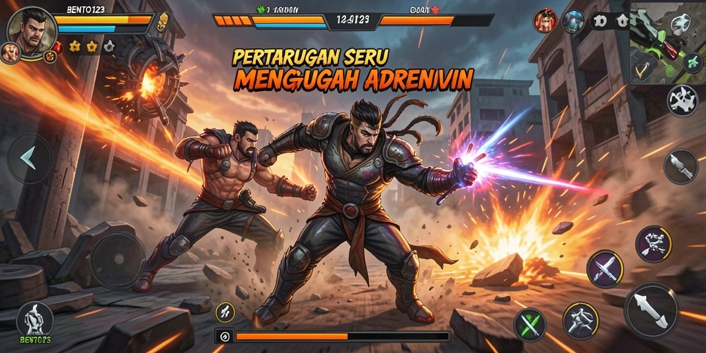 Tampilan gameplay BENTO123 yang menggugah semangat bertarung.