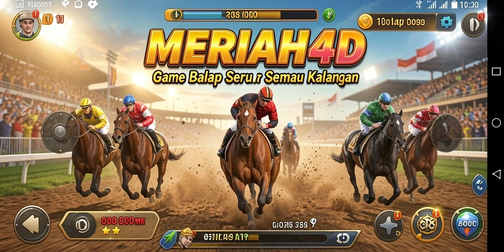 Screenshot utama MERIAH4D menampilkan aksi balap yang mendebarkan.