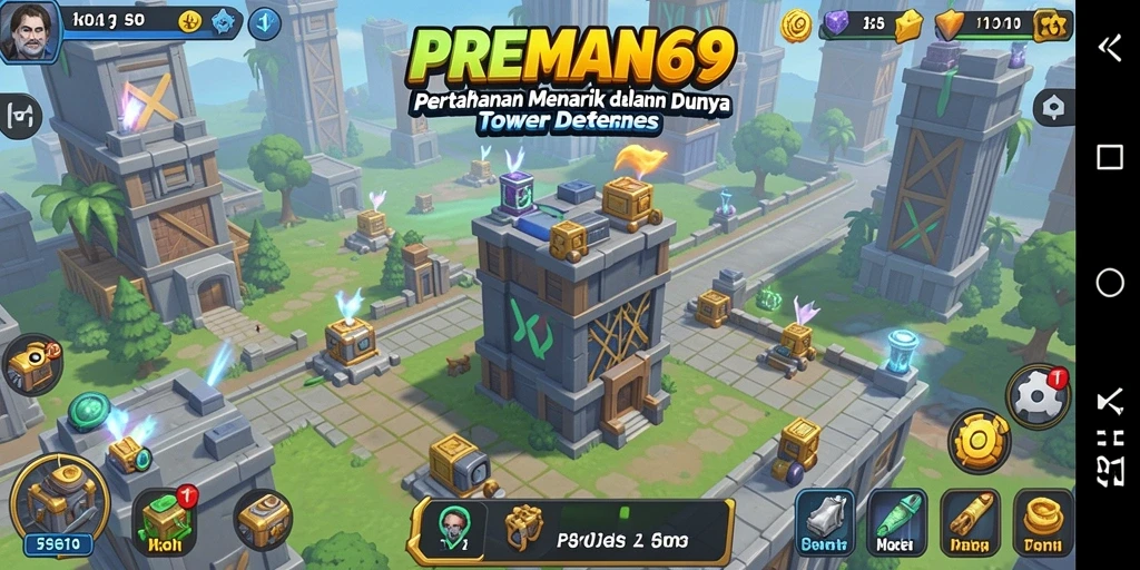Gameplay mendebarkan dari PREMAN69 di dunia Tower Defense.