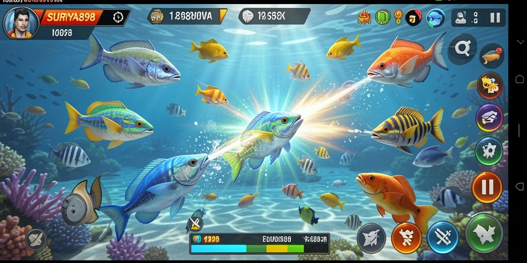Screenshot gameplay SURYA898 yang menampilkan aksi Tembak Ikan yang mendebarkan.