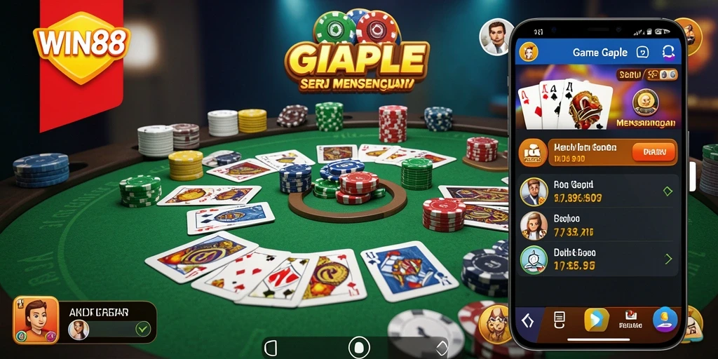 Screenshot gameplay WIN88 yang menampilkan suasana Gaple yang seru.